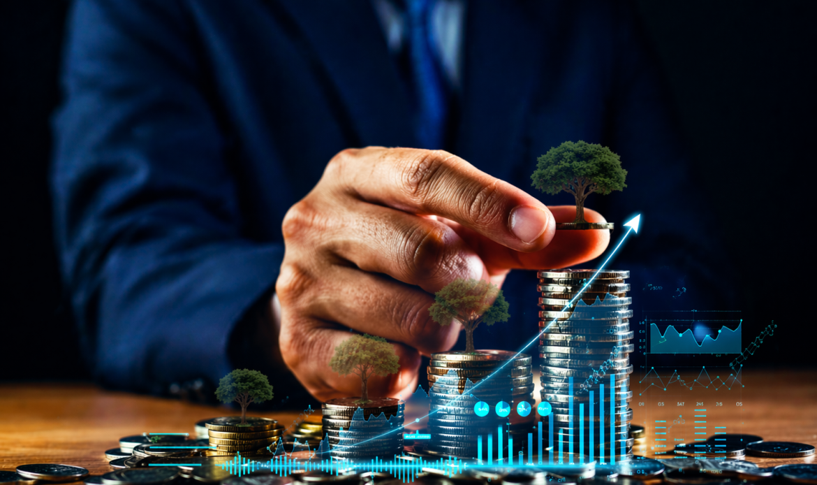 Investor researching Top Mutual Funds in India using financial documents, laptop, and calculator.