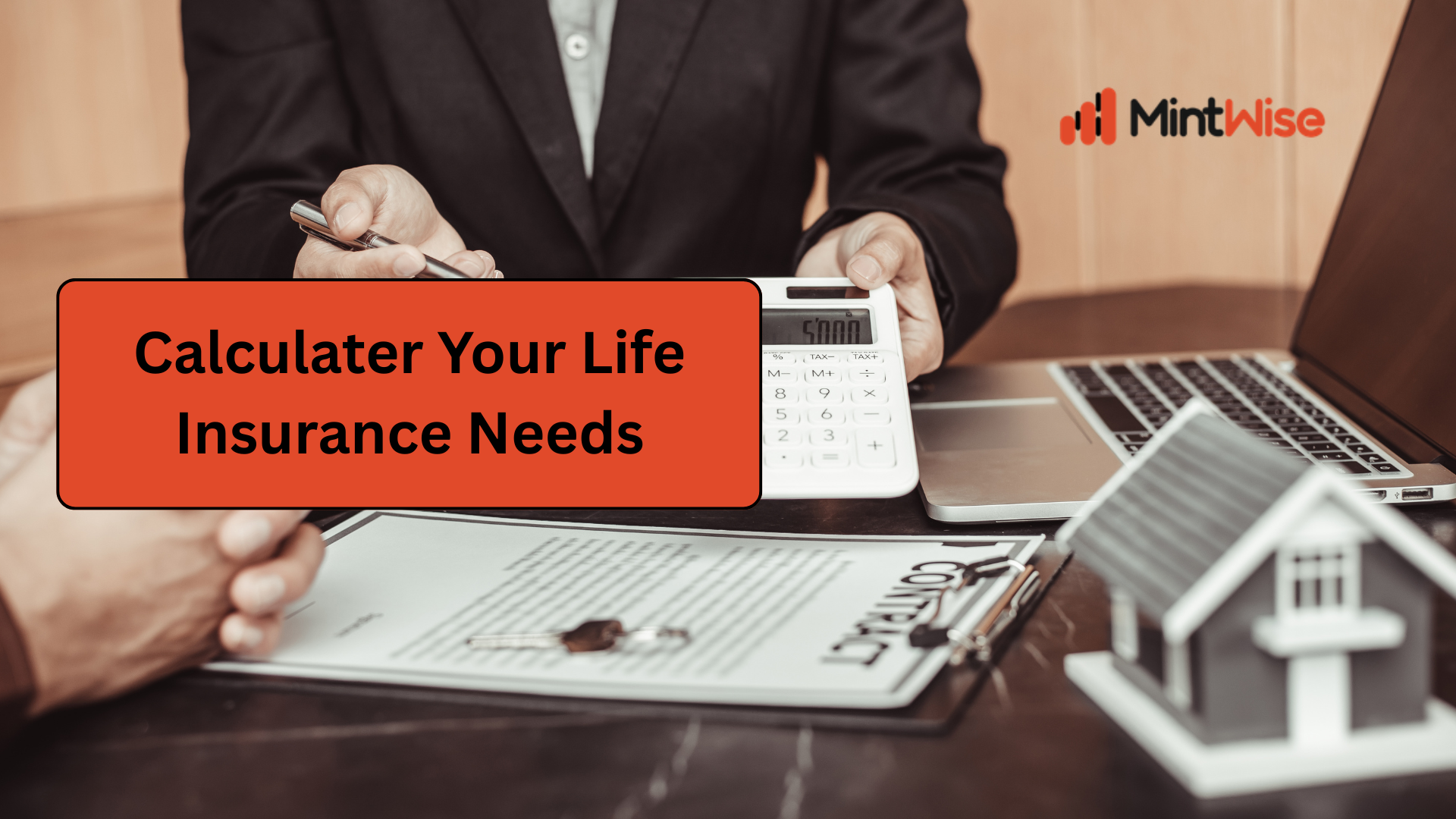 Financial advisor calculating life insurance needs using a calculator and policy documents for effective financial planning.