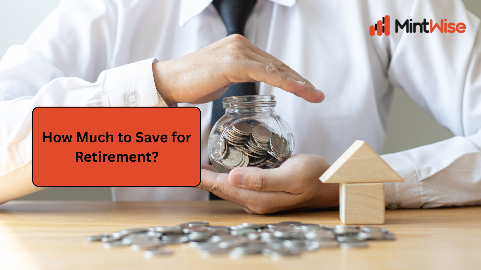 Professional illustrating retirement savings planning with a protected jar of coins, emphasizing long-term financial security and wealth creation.