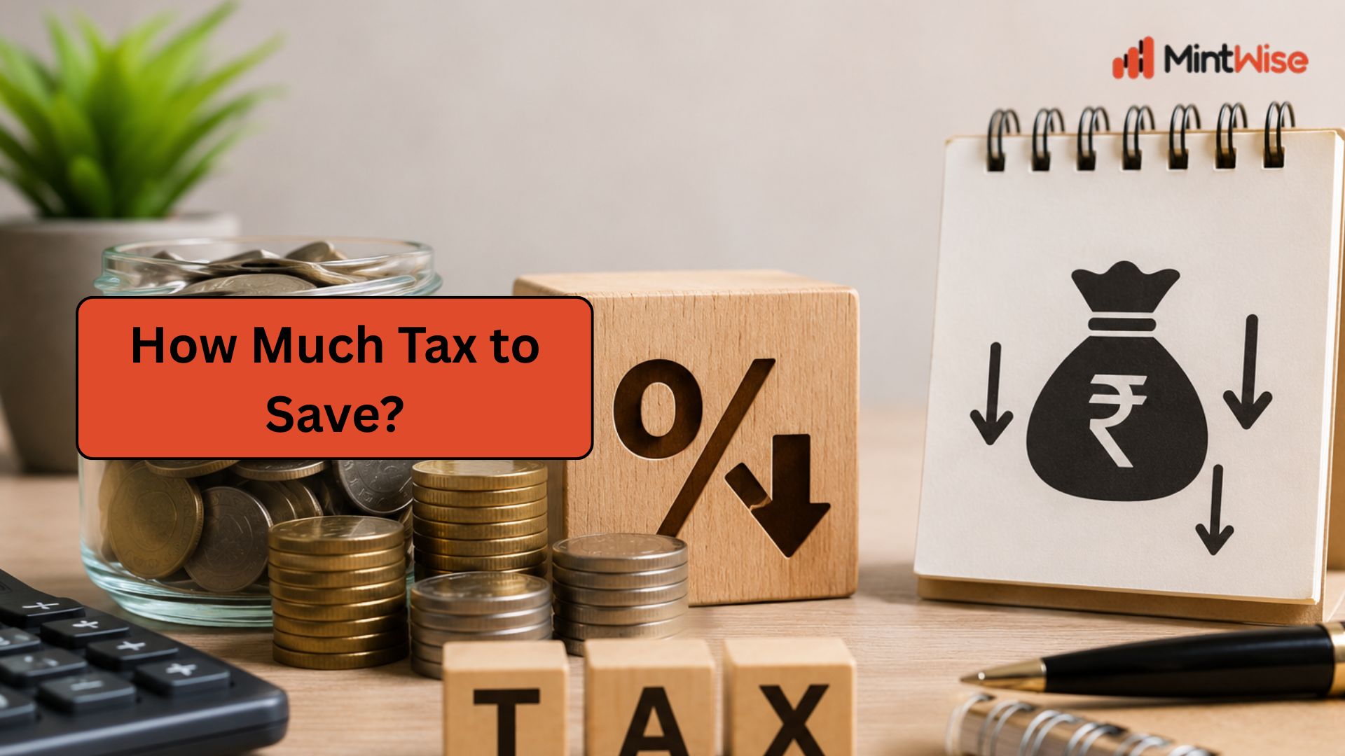 Person reviewing tax saving investment options and calculator on desk Featured Image Caption: Smart tax planning starts with knowing how much tax to save each year.